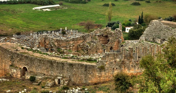 Ancient  Perge, HDR photography — Stock Photo, Image