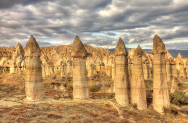 Ünlü mağara şehir Cappadocia, Türkiye'de, Hdr fotoğraf