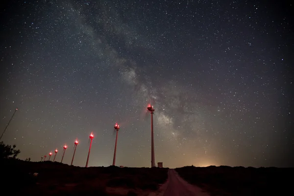 Wind turbine with milky way 5 — Stock Photo, Image