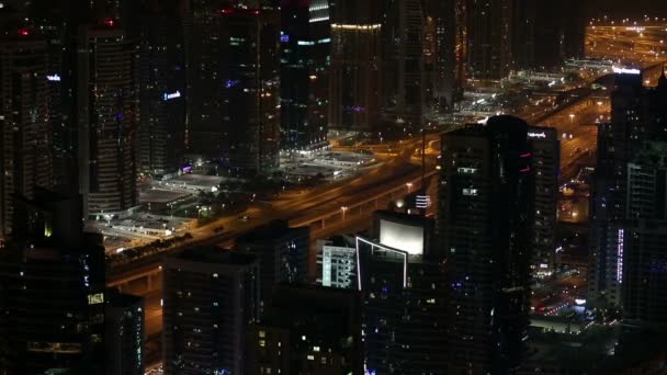 Время истекает воздушный вид Шейх Заид роуд с Дубай Марина — стоковое видео