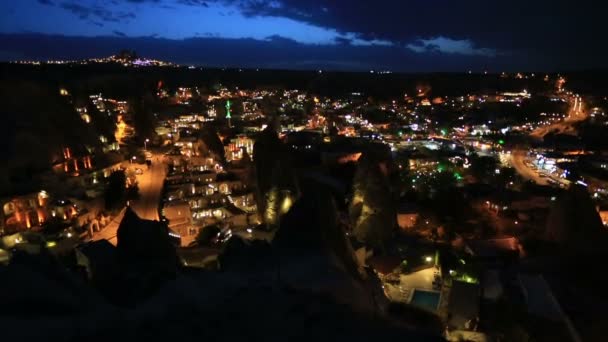 Antenowe noc widok Kapadocji — Wideo stockowe