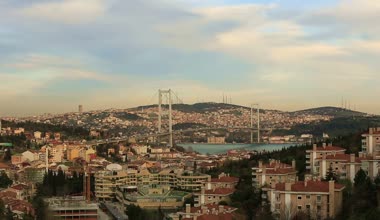 Boğaziçi Köprüsü istanbul Türkiye, izleme atış gün batımında