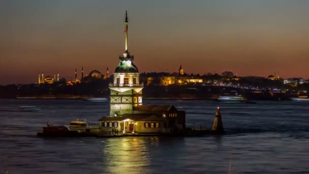 Time Lapse Photography, Maiden Tower at Sunset — Stock Video