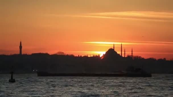 Tijd lapse zonsondergang Istanbul city — Stockvideo