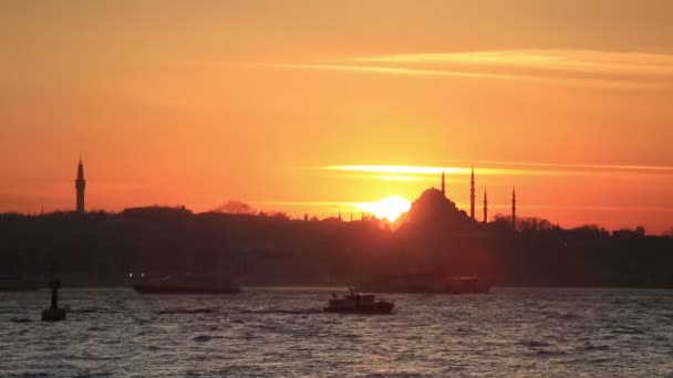 Atardecer Estambul ciudad — Vídeo de stock