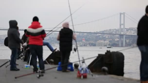 Lapso de tempo pescador e pedestre 2 — Vídeo de Stock