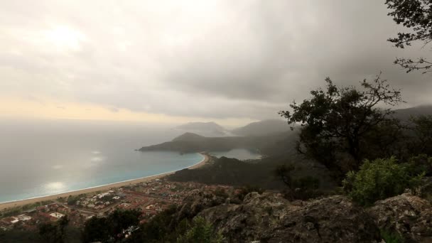 Laguna azul y playa en el mar muerto (oludeniz ) — Vídeo de stock