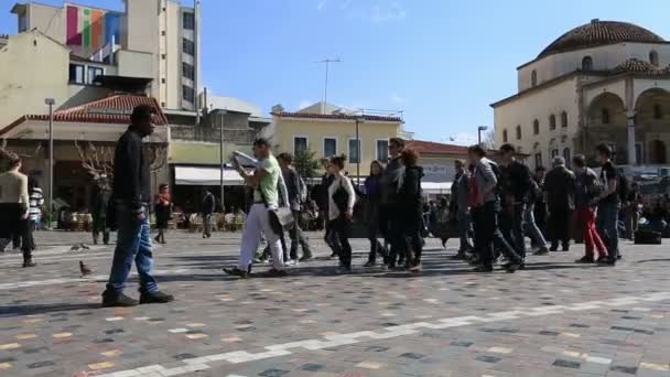Monastiraki Square in Capital Cities Athens — Stock Video