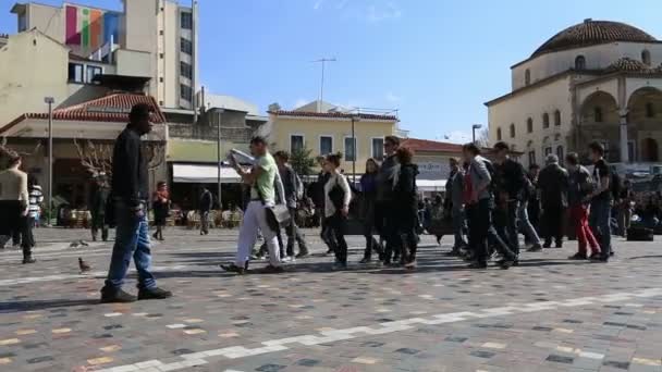 Monastiraki platz in hauptstädten athens — Stockvideo