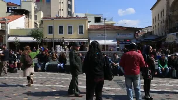 Monastiraki Square in Capital Cities Athens — Stock Video