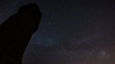 zaman atlamalı Samanyolunun gece gökyüzünde