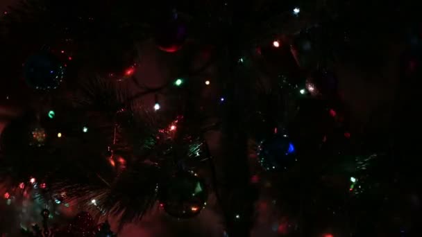 Bokeh fondo árbol de Navidad luz — Vídeo de stock