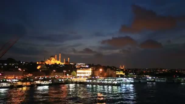 Blauwe uur time-lapse Istanbul City — Stockvideo