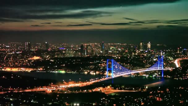 Istanbulské noční město a Bosphorus Bridge 3 HD 1080p — Stock video