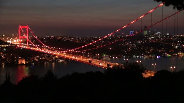Blauwe tijd Fatih Sultan Mehmet Bridge 5 — Stockvideo