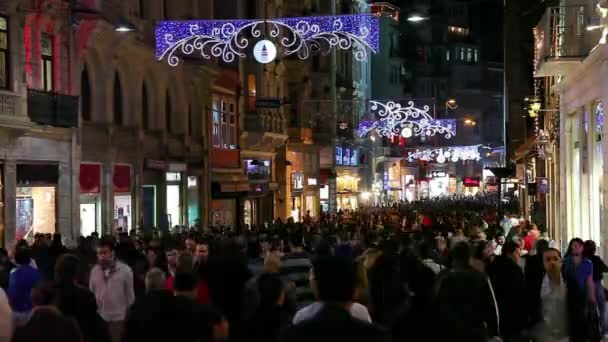 Tid förflutit natt istiklal street Hd 1080 p — Stockvideo