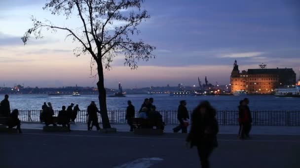 Пешеход, многолюдный пешеход в городской жизни — стоковое видео