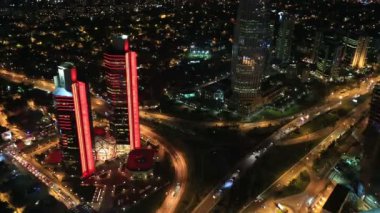 gece zaman atlamalı hava manzaralı istanbul şehir