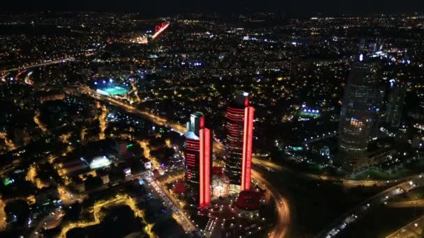 Tid förflutit antenn utsikt istanbul staden på natten — Stockvideo