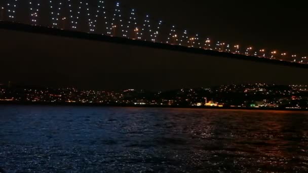 Istanbul night city and Bosphorus Bridge HD 1080p — Stock Video