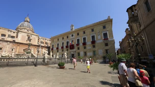 Fontana Pretoria de Piazza Pretoria — Vídeos de Stock