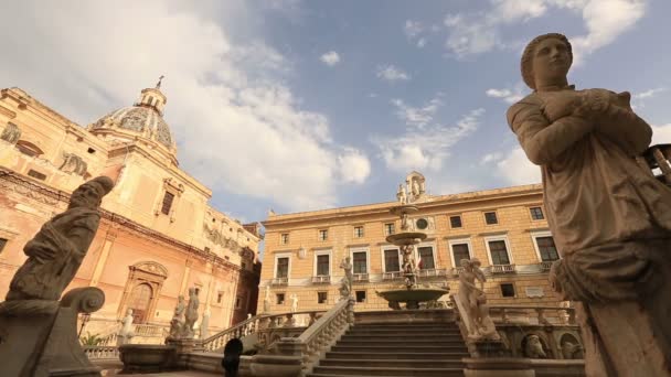 Fontana Pretoria Piazza Pretoria — Wideo stockowe