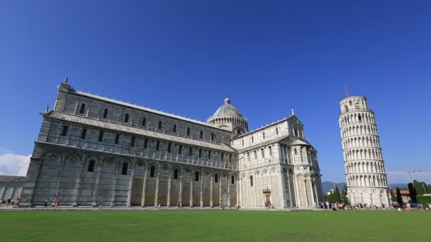 Πύργος Πίζας στην πλατεία των θαυμάτων, Torre di Pisa στο Piazza dei Miracoli — Αρχείο Βίντεο