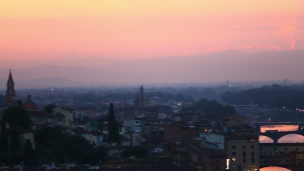 Antenowe panoramę Florencji na zachodzie słońca — Wideo stockowe