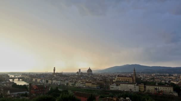 Lightning Aerial Skyline of Florence — Stock Video
