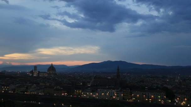 Antenowe panoramę Florencji na zachodzie słońca — Wideo stockowe