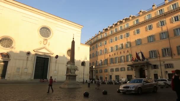 Obelisk of Minerva at Piazza della Minerva — Stock Video