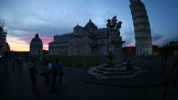 Pisa Tower at Square of Miracles, Torre di Pisa at Piazza dei Miracoli — Stock Video