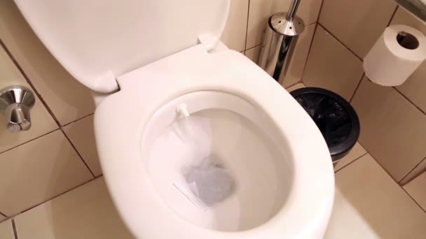 White home toilet closeup — Stock Video