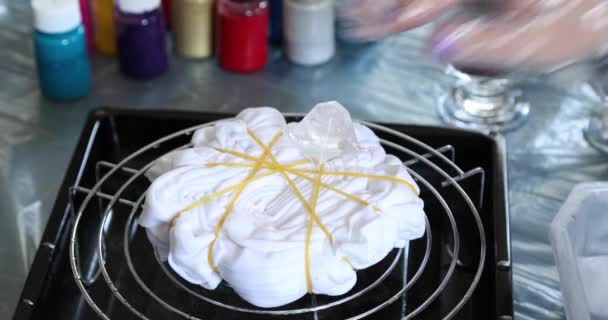 Woman Applying Ice Dye Technique Shirt — Stock Video