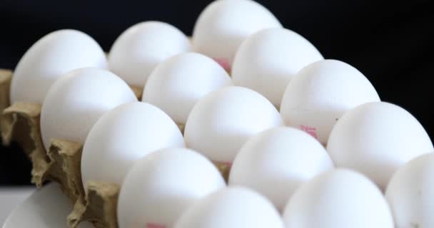 Νωπά Κατοικίδια Αυγά Κοτόπουλου Εμφανίζεται Ένα Δοχείο — Αρχείο Βίντεο