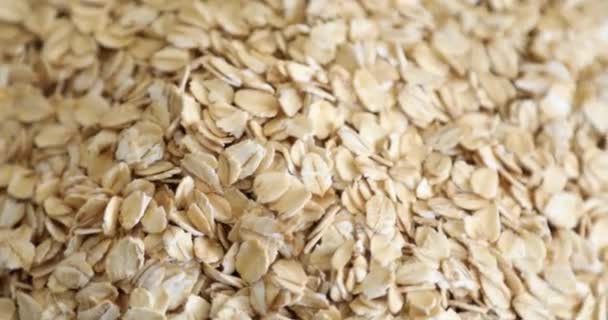 Top View Dry Raw Oat Flakes — Stock Video