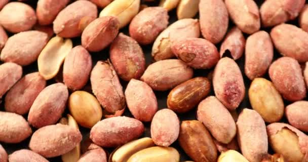 Gesalzene Erdnüsse Drehen Nahaufnahme — Stockvideo
