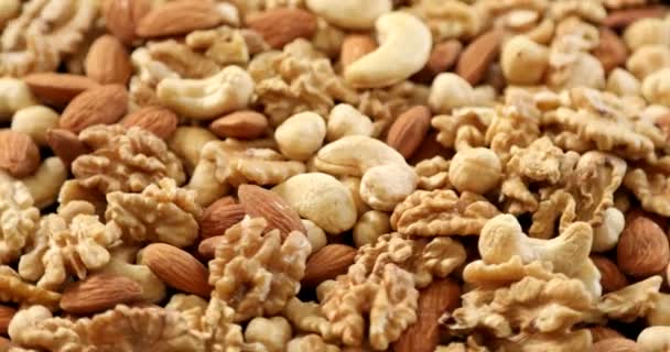 Assorted Healthy Organic Nuts Rotating — Stock Video