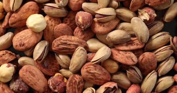 Assorted Healthy Organic Nuts Rotating — Stock Video