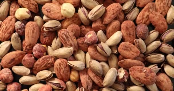 Assorted Healthy Organic Nuts Rotating — Stock Video