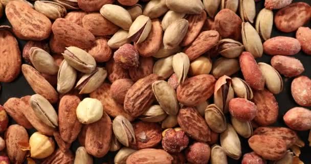 Assorted Healthy Organic Nuts Rotating — Stock Video