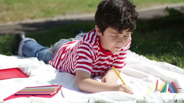 Pintura infantil no parque — Vídeo de Stock