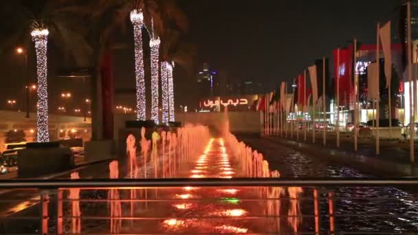 Multicolor fountains by night — Stock Video