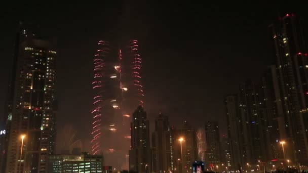 Burj Khalifa Ano Novo 2015 fogos de artifício de exibição — Vídeo de Stock