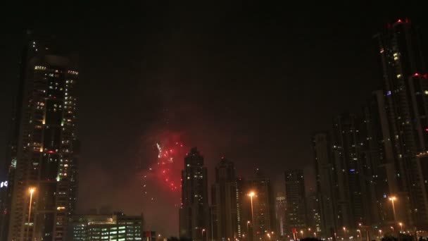Burj Khalifa New Year 2015 fireworks display — Stock Video