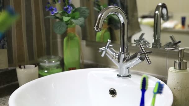 Woman Brushing Her Teeth — Stock Video