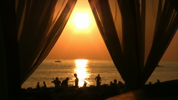 Sunset beach scene at Alanya Antalya Turkey — Stock Video