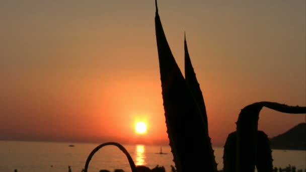 Zonsondergang strand scène in Alanya Antalya Turkije — Stockvideo