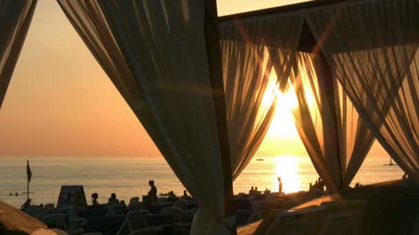 Пляж заходу сонця сцени в Аланія, Анталья Туреччина — стокове відео