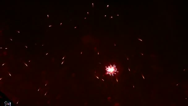 Взрывается фейерверк в небе . — стоковое видео